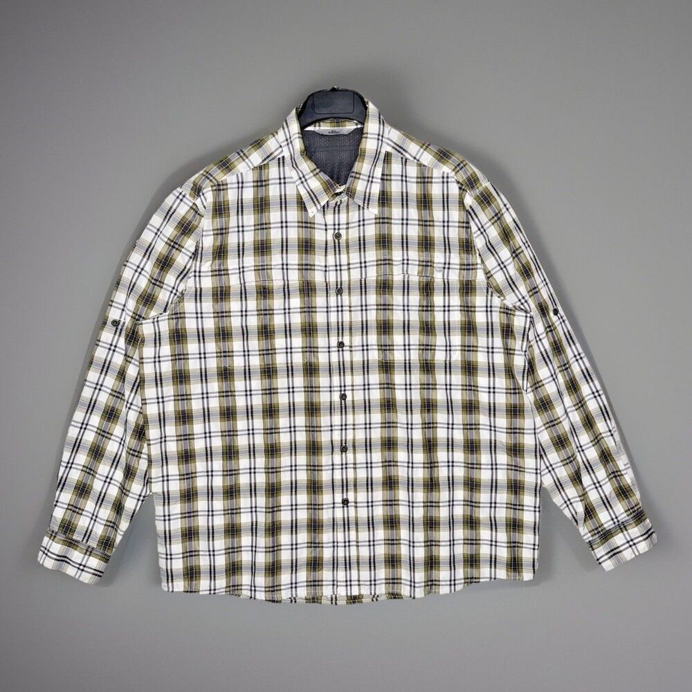 Wrangler Men XL Performance Fishing Shirt Plaid Ventilated Hiking Outdoorsy